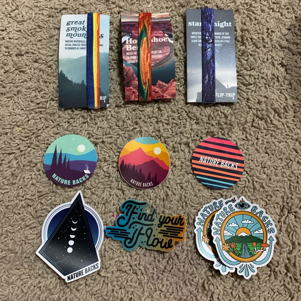 stickers and wrist bands